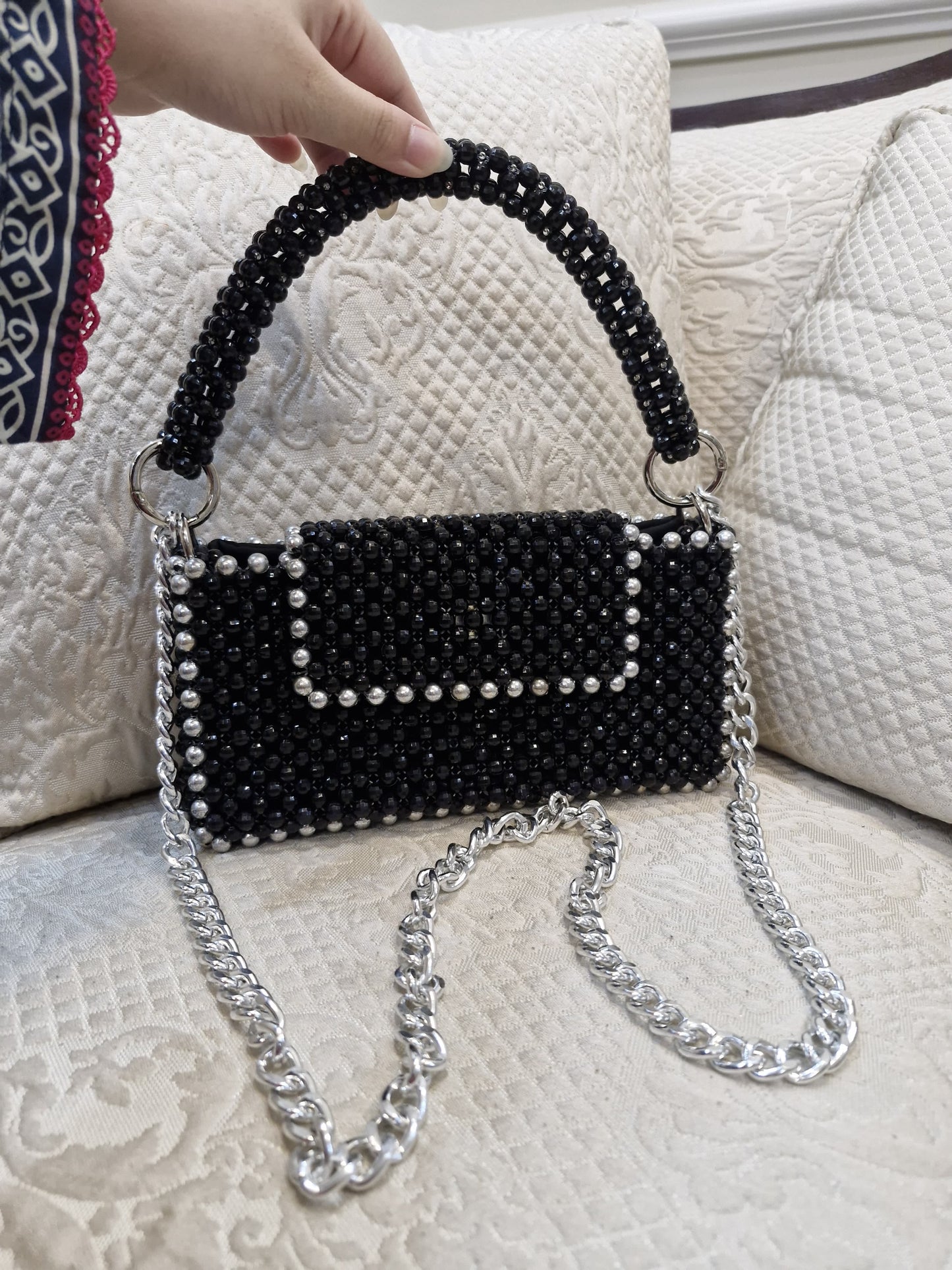 Black Acrylic Bead Bag