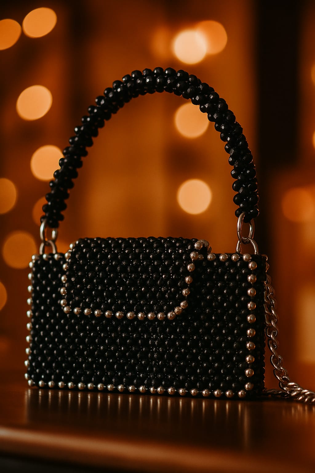 Black Acrylic Bead Bag
