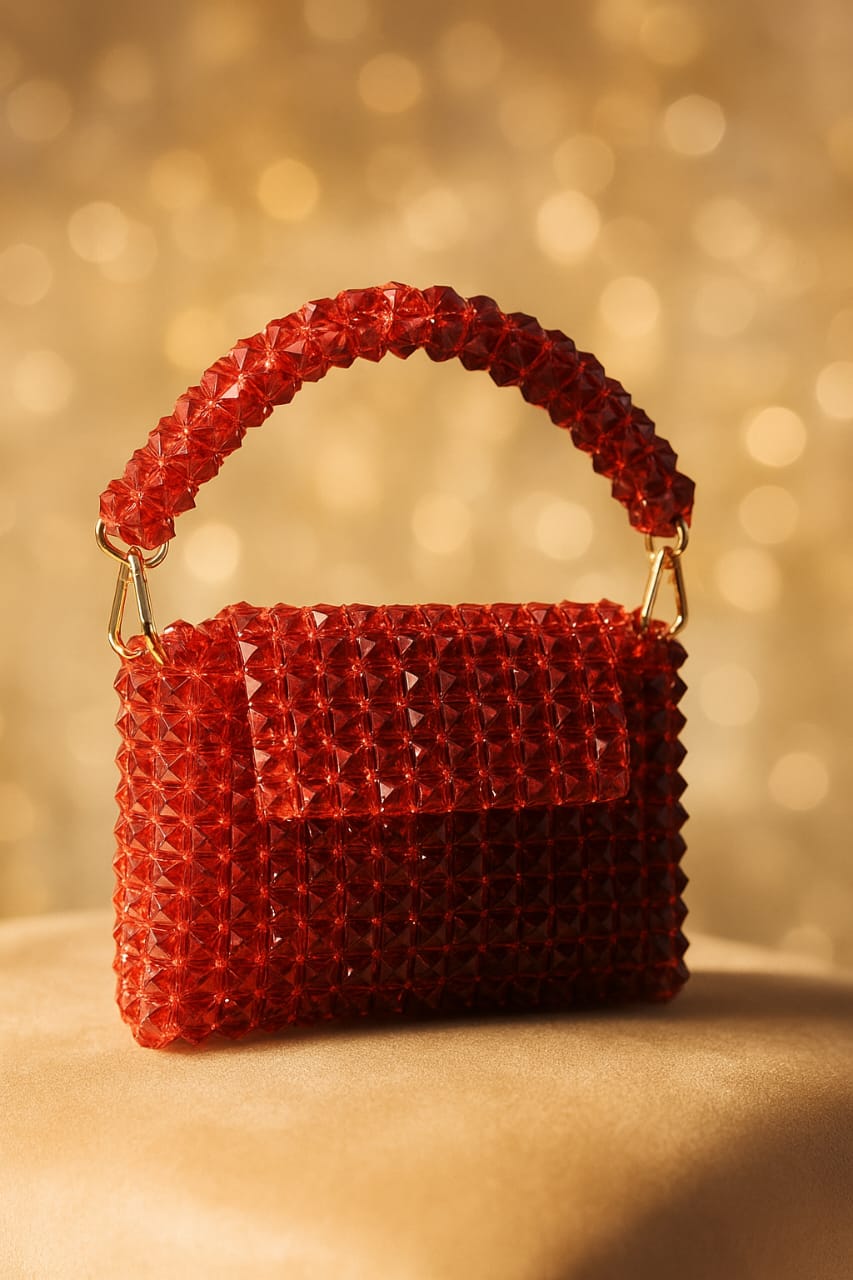 White Acrylic Bead Bag