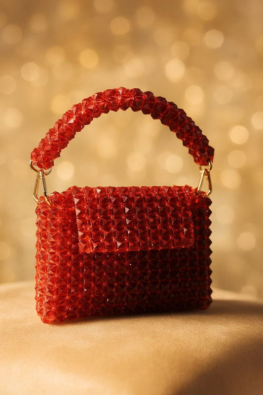 White Acrylic Bead Bag