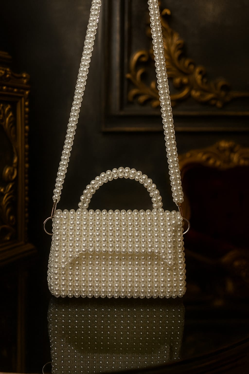 White acrylic bead bag