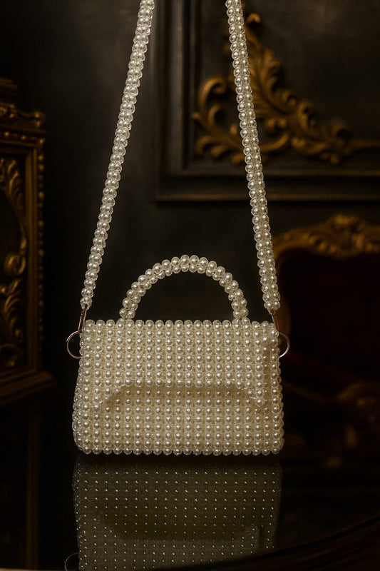 White acrylic bead bag